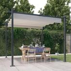 vidaXL Tuinprieel met uittrekbaar dak 3x3 m crèmekleurig, Tuin en Terras, Partytenten, Verzenden, Nieuw