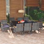 vidaXL 9-delige Tuinset met kussens poly rattan grijs, Tuin en Terras, Tuinsets en Loungesets, Nieuw, 8 zitplaatsen, Tuinset, Verzenden