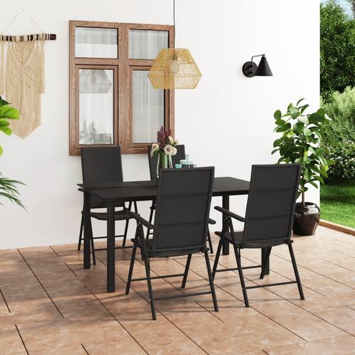 vidaXL 5-delige Tuinset zwart, Tuin en Terras, Tuinsets en Loungesets, Tuinset, Nieuw, 4 zitplaatsen, Rotan, Verzenden