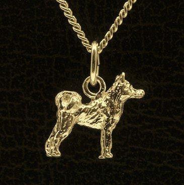 Gouden Siberian Husky staart op rug ketting hanger - klein, Sieraden, Tassen en Uiterlijk, Kettinghangers, Verzenden