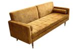 Moderne slaapbank COUTURE 196cm mosterdgeel microvelours, Ophalen of Verzenden, Nieuw