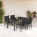 vidaXL 5-delige Tuinset met kussens poly rattan zwart, Tuin en Terras, Tuinsets en Loungesets, 4 zitplaatsen, Nieuw, Tuinset, Verzenden