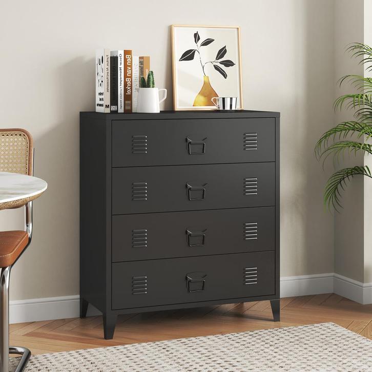 Ladekast Hämeenlinna commode met lades 92x80x40 cm zwart [en, Huis en Inrichting, Kasten | Dressoirs, Verzenden