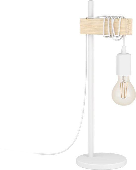 EGLO Townshend - Tafellamp - 1-lichts - E27 - Wit/Eikenhout, Huis en Inrichting, Overige Huis en Inrichting, Verzenden
