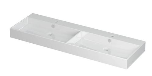 Wastafel Unlimited Porselein dubbel met 2 kraangaten 140 cm, Doe-het-zelf en Verbouw, Sanitair, Overige typen, Nieuw, Ophalen of Verzenden