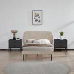 Gestoffeerd bed Porvoo met bedbodem en matras 90x200 cm beig, Verzenden, Nieuw