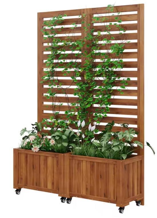 Bruine Bloembak met Traliewerk als Klimhulp Tuin en Terras, Boeken, Wonen en Tuinieren, Nieuw, Verzenden