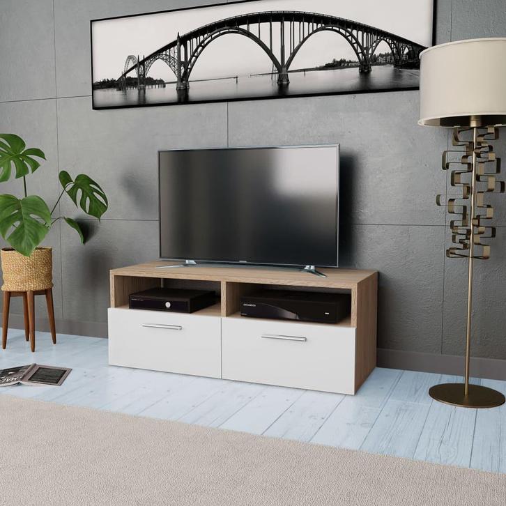 vidaXL Tv-meubel 95x35x36 cm bewerkt hout eikenkleurig en, Huis en Inrichting, Kasten | Televisiemeubels, 25 tot 50 cm, Nieuw