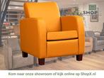 Leren fauteuil Joy - Toledo Leem (geel/bruin) - Poten hout, Huis en Inrichting, Fauteuils, Nieuw, Ophalen of Verzenden, Eigentijds, Klassiek, Modern