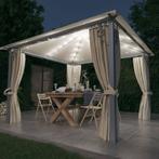 vidaXL Prieel met gordijn en LED-lichtslinger 3x3 m, Tuin en Terras, Verzenden, Nieuw