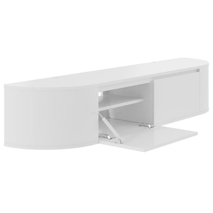 Aura curved TV-Meubel zwevend wit 180 cm, Huis en Inrichting, Kasten | Televisiemeubels, Ophalen of Verzenden