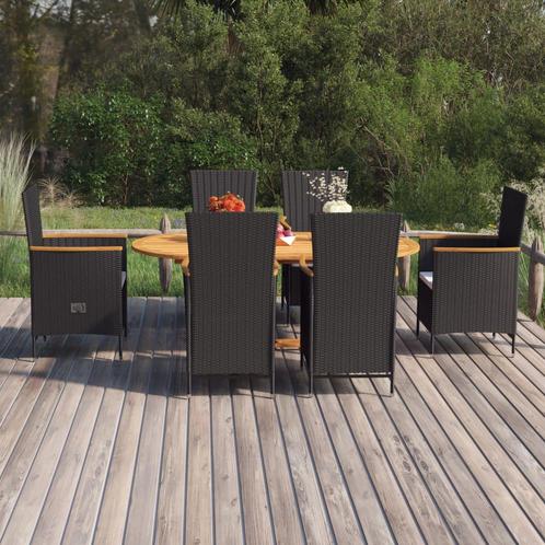 vidaXL 7-delige Tuinset poly rattan zwart, Tuin en Terras, Tuinsets en Loungesets, Tuinset, Nieuw, 6 zitplaatsen, Rotan, Verzenden