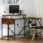 vidaXL Bureau Gerookt eiken 120 x 79 x 86.5 cm Bewerkt hout, Verzenden, Nieuw