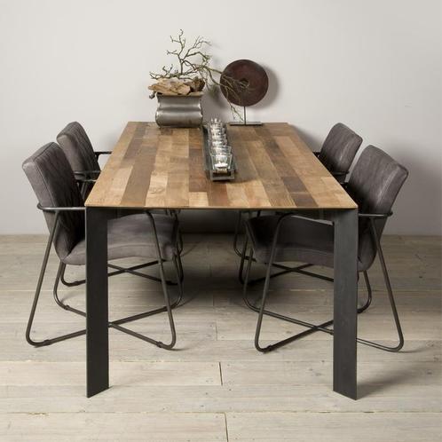 *WOONWINKEL* Tower Living Pandora Eettafel Teak Met Dun Blad, Huis en Inrichting, Tafels | Eettafels, Nieuw, Verzenden