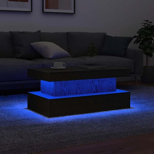 vidaXL Salontafel met LED-verlichting 90x50x40 cm zwart, Huis en Inrichting, Tafels | Salontafels, 50 tot 100 cm, Nieuw, Overige houtsoorten