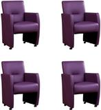 Set van 4 Paarse leren moderne eetkamerfauteuils - Toledo Le, Huis en Inrichting, Stoelen, Nieuw, Leer, Ophalen of Verzenden, Landelijk