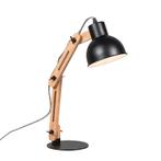 Industriële tafellamp zwart met hout - Woodi, Huis en Inrichting, Lampen | Tafellampen, Nieuw, Overige materialen, Modern, 50 tot 75 cm