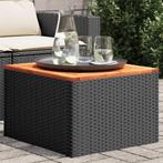 vidaXL Tuintafel zwart 55x55x37 cm poly rattan en acaciahout, Tuin en Terras, Tuintafels, Verzenden, Nieuw