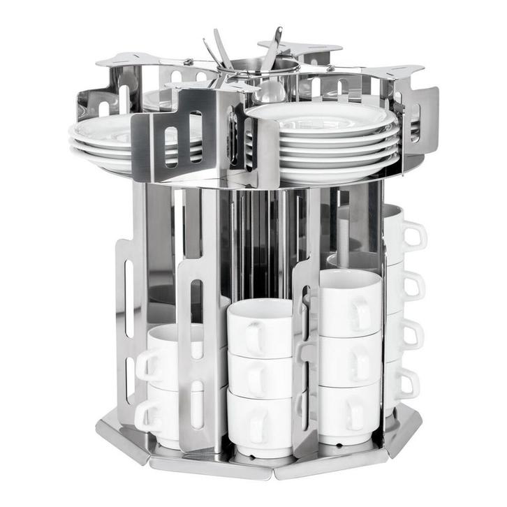 GGM Gastro | Kop & schotel dispenser - Roterend - Chroom |, Huis en Inrichting, Keuken | Servies, Effen, Kop(pen) en/of Schotel(s)