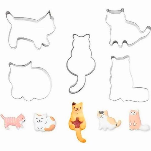 Set met 5 verschillende poezen koekjes uitsteekvormen, Dieren en Toebehoren, Katten-accessoires, Nieuw, Verzenden