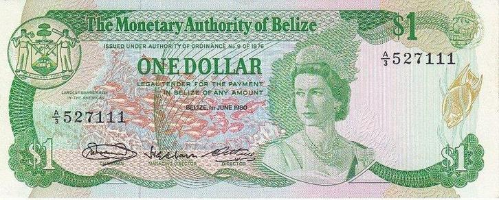 1980 Au North America Belize P 38a 1 Dollars, Postzegels en Munten, Bankbiljetten | Europa | Niet-Eurobiljetten, Verzenden