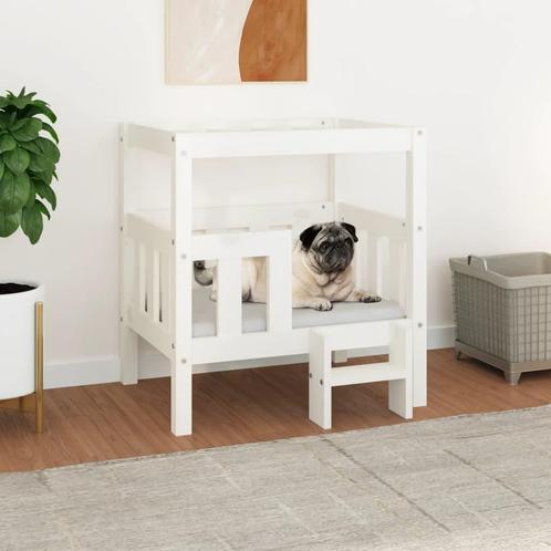 vidaXL Hondenmand 65,5x43x70 cm massief grenenhout wit, Dieren en Toebehoren, Honden-accessoires, Nieuw, Verzenden