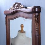 Schouwspiegel met facetgeslepen spiegelglas in eikenhouten l, Antiek en Kunst, Ophalen of Verzenden