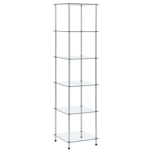 vidaXL Kastje 6-laags 40x40x160 cm gehard glas transparant, Huis en Inrichting, Kasten | Boekenkasten, 25 tot 50 cm, Nieuw, Glas