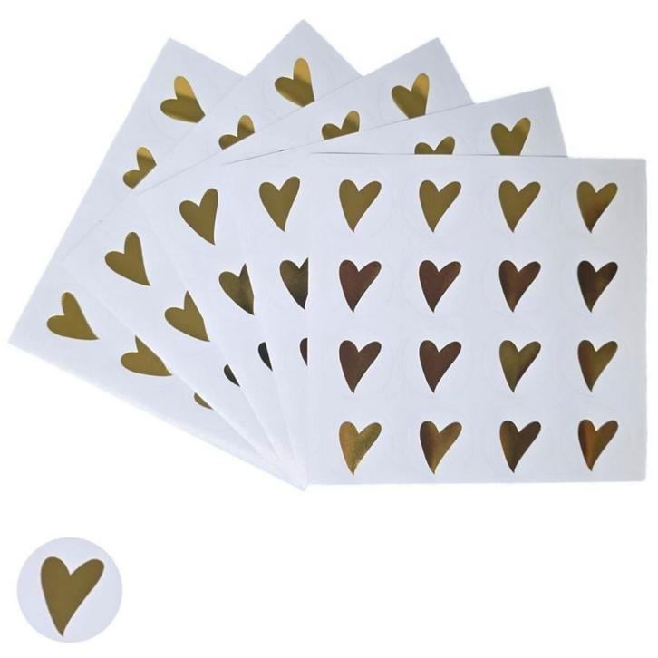 Fako Bijoux - Hartjes Stickers Op Vel - 25mm - Gouden, Diversen, Cadeauverpakkingen, Verzenden