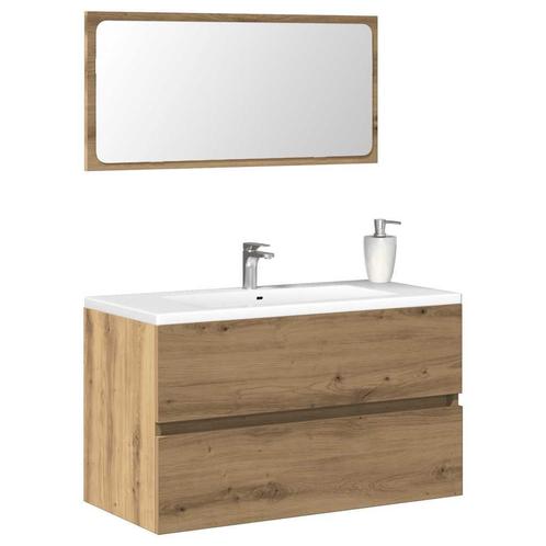 vidaXL Badkamerkast met spiegel bewerkt hout artisanaal, Huis en Inrichting, Badkamer | Badkamermeubels, Nieuw, Verzenden