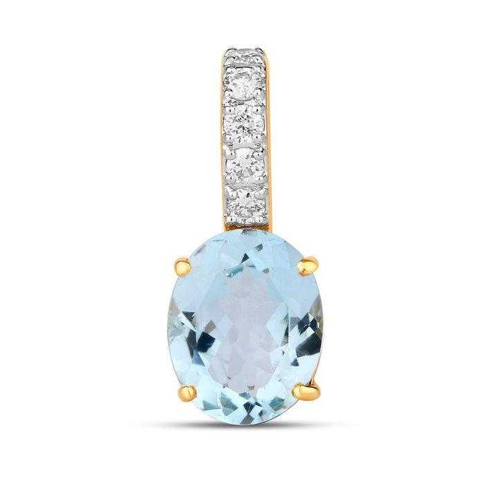 Hanger - 14 karaat Geel goud - 2.30ct. tw. Aquamarijn -, Sieraden, Tassen en Uiterlijk, Antieke sieraden
