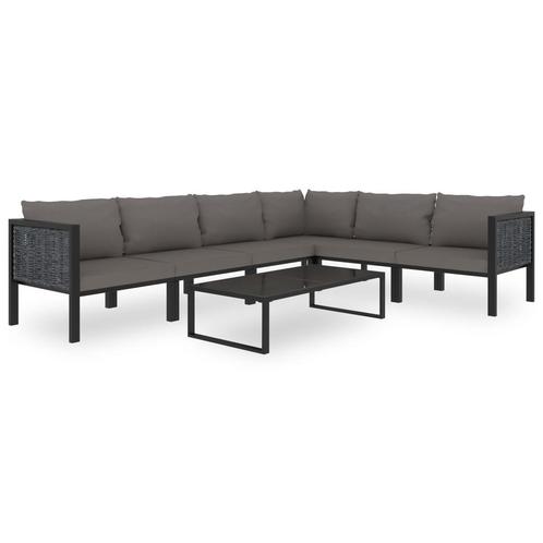 vidaXL 7-delige Loungeset met kussens poly rattan antraciet, Tuin en Terras, Tuinsets en Loungesets, Loungeset, Nieuw, Rotan, Verzenden