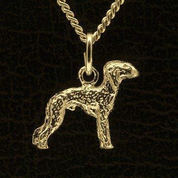 Gouden Bedlington Terrier ketting hanger - klein, Sieraden, Tassen en Uiterlijk, Kettinghangers, Verzenden