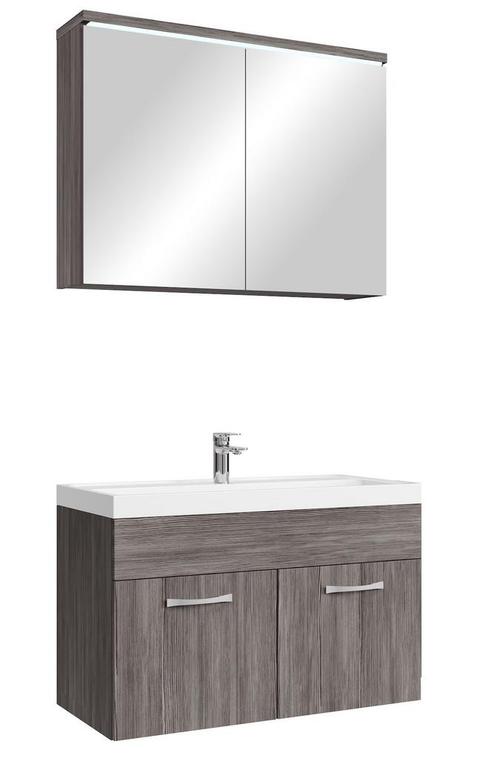Badkamermeubel Set Paso 02 80 x 40 cm Grijs Eiken Badmeubel, Huis en Inrichting, Badkamer | Badkamermeubels, Nieuw, Wastafelkast