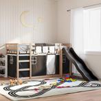 vidaXL Stapelbed met glijbaan en gordijnen wit en zwart, Huis en Inrichting, Eenpersoons, Verzenden, Zwart, Nieuw