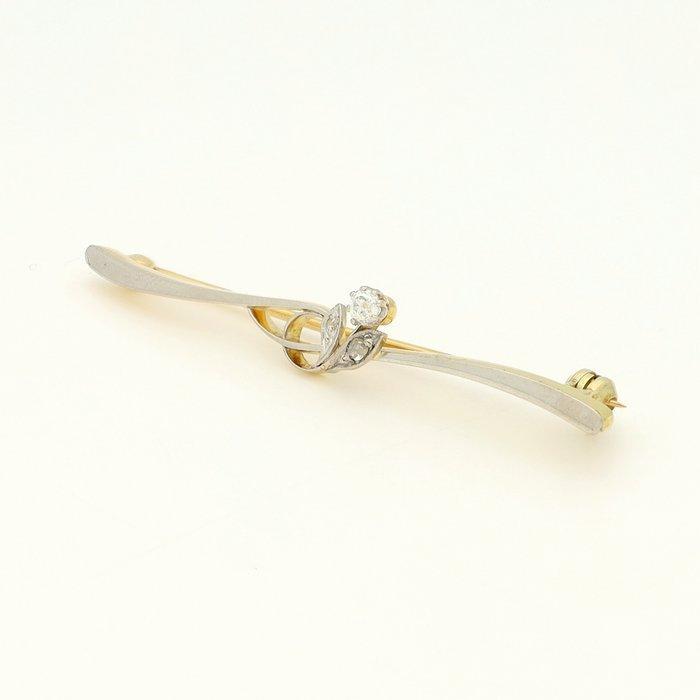 Broche - 14 karaat Geel goud, Witgoud Diamant (Natuurlijk), Sieraden, Tassen en Uiterlijk, Antieke sieraden
