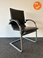 Ahrend A350 vergaderstoel - Zwart leer - Medium rug, Vergader- of Presentatieruimte, Ophalen of Verzenden, Gebruikt, Stoel