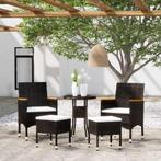 vidaXL 5-delige Loungeset poly rattan zwart, Verzenden, Nieuw, Rotan, Loungeset