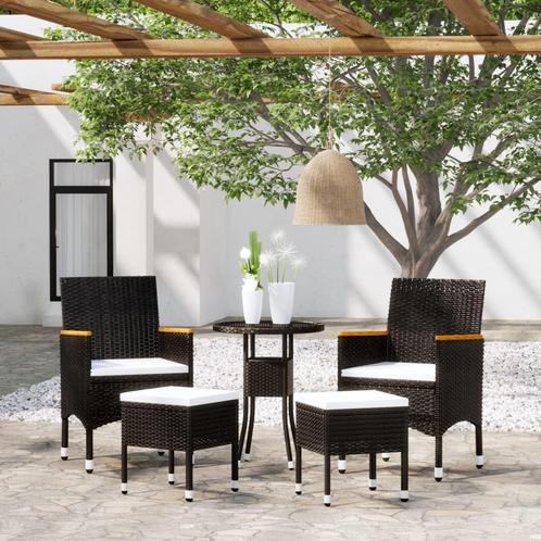 vidaXL 5-delige Loungeset poly rattan zwart, Tuin en Terras, Tuinsets en Loungesets, Loungeset, Nieuw, Rotan, Verzenden