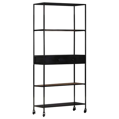 vidaXL Boekenkast 80x35x180 cm ruw mangohout en ijzer, Huis en Inrichting, Kasten | Boekenkasten, 25 tot 50 cm, Nieuw, Overige houtsoorten