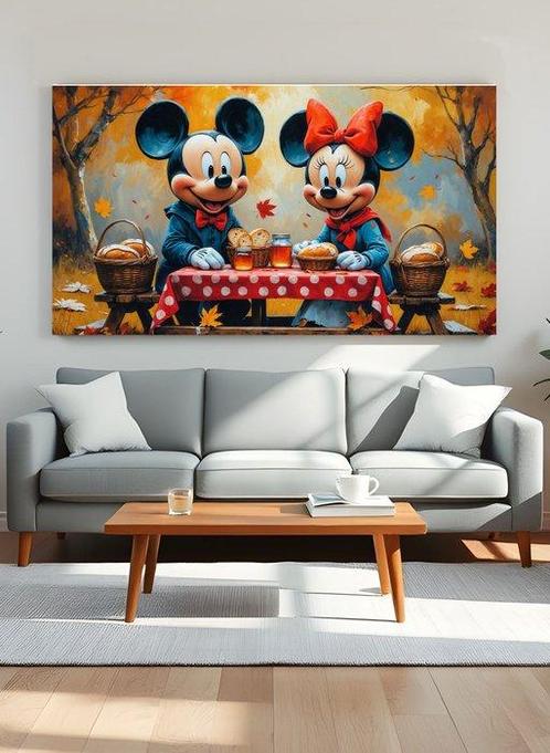 LuisonArt - Picnic Autunnale: Topolino e Minnie - AI - XXL, Antiek en Kunst, Kunst | Designobjecten