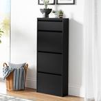 Schoenenkast Sokndal 4 kleppen zwart 118x50x15 cm [en.casa], Verzenden, Nieuw