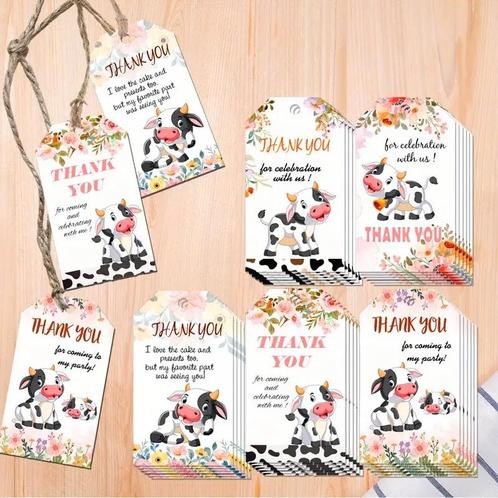 Bloemenkaartjes thank you for celebrating with us - koeien, Huis en Inrichting, Woonaccessoires | Kunstplanten en Kunstbloemen