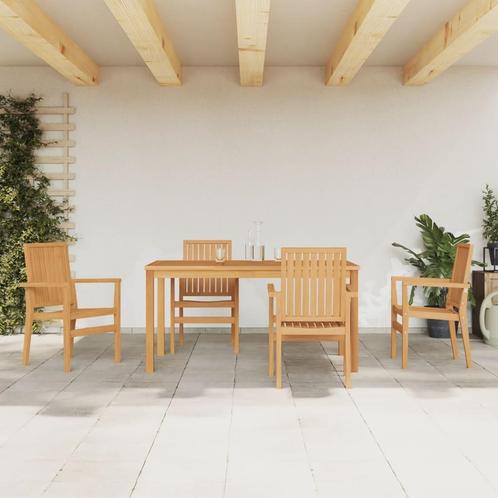 vidaXL 5-delige Tuinset massief teakhout, Tuin en Terras, Tuinsets en Loungesets, Tuinset, Nieuw, 4 zitplaatsen, Hout, Verzenden