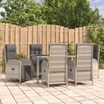 vidaXL 7-delige Tuinset met kussens poly rattan grijs, Tuin en Terras, Tuinsets en Loungesets, Verzenden, Nieuw, Rotan, Tuinset