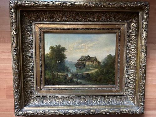 Constantin Bauer (1852 - 1924) - Tiroler huis met brug in, Antiek en Kunst, Kunst | Schilderijen | Klassiek