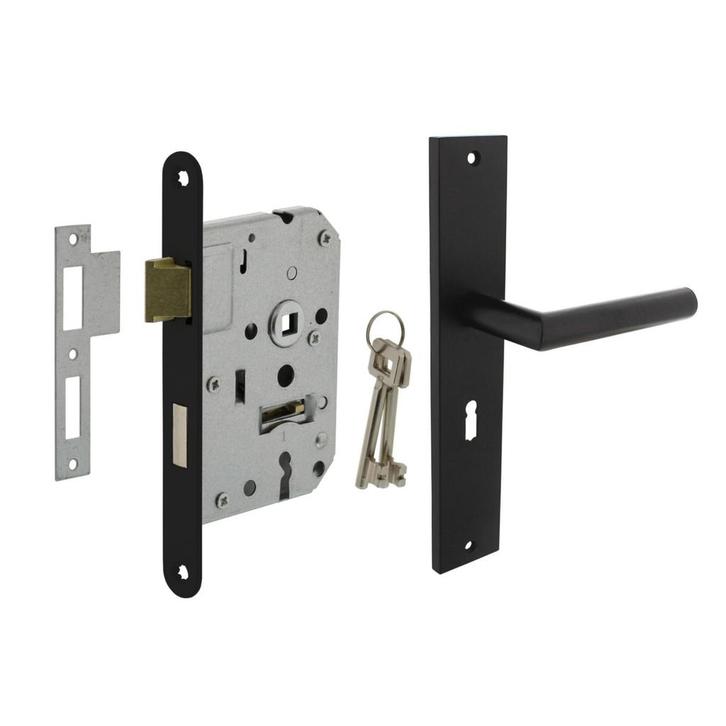 Deurbeslag set Ferro met sleutelgat en slot, Doe-het-zelf en Verbouw, Hang- en Sluitwerk, Klink of Kruk, Nieuw, IJzer, Ophalen of Verzenden