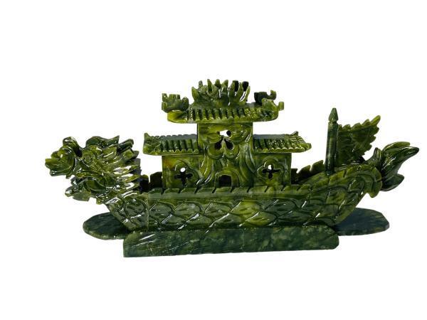 Veiling - Jade Drakenboot | Traditioneel Sculptuur |, Verzamelen, Beelden en Beeldjes