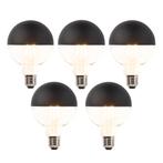 Set van 5 E27 dimbare LED filamentlamp kopspiegel G95 zwart, Nieuw