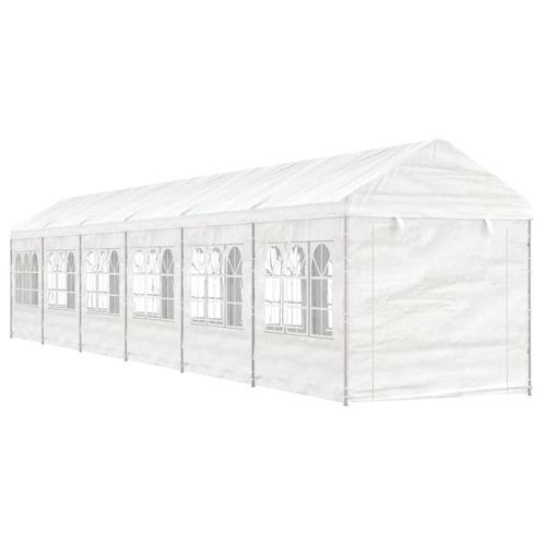vidaXL Prieel met dak 13,38x2,28x2,69 m polyetheen wit, Tuin en Terras, Partytenten, Nieuw, Verzenden